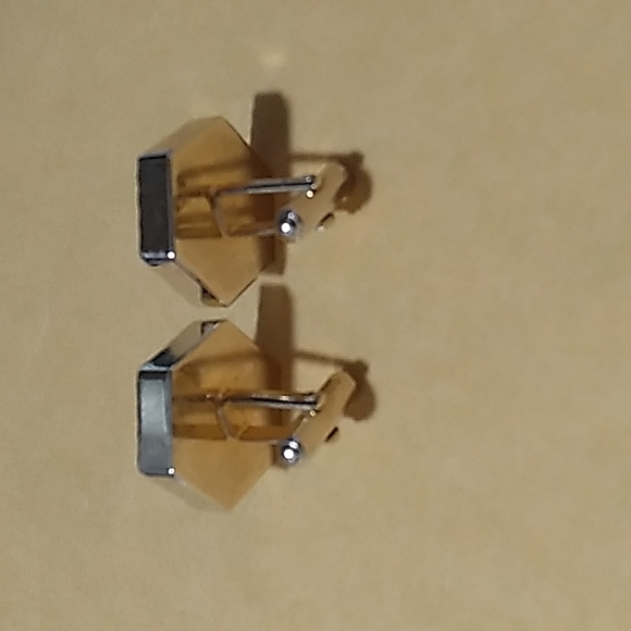 Vintage 1960-1970s Watermelon Rivoli Rhinestone Cufflinks - Picture 3 of 4